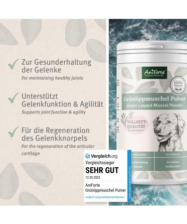 Aniforte Green Lip Powder for Dogs 500g - 2023 Comparison Winner for Joint Health | Natural Full-Fat Formula with High Acceptance - Buy Online on SooperMarket.com
