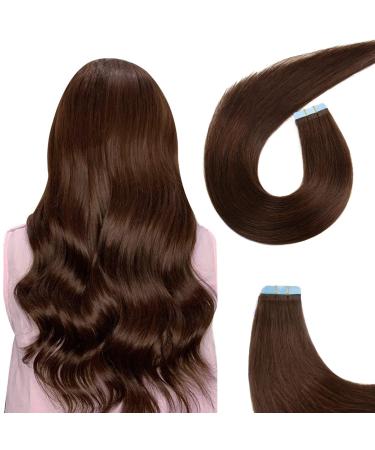 AGMITY Tape in Hair Extensions 100% Remy Human Hair 16 inches 20pcs 40g/pack Invisible Straight Thick Tape in Extensions Real Human Hair(16 inches #2 Darkest Brown) 16 inch #2 Darkest Brown