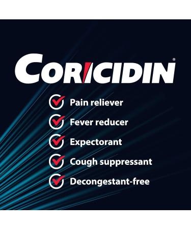 Coricidin Decongestant Free Cough and Cold Medicine - Cough cold and flu medicine for adults Effective Symptom Relief From Sore Throat Cough Chest Congestion Fever and Headaches 24 Liquid Gels - Buy Online on SooperMarket.com