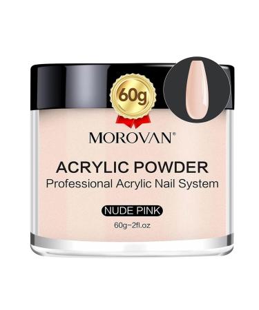 Morovan Nude Pink Acrylic Powder: 60g Professional Acrylic Nail Powder Polymer Nude Pink Nail Powder for Acrylic Nail Extension Carving Nails