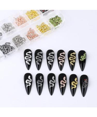 RUNRAYAY 60Pcs snake Luxury Nail Art Rhinestone 3D Dangle Nail Art Charms Crystal Gems Nail Diamond for Girl Women DIY Nail Design Craft Jewelry Making with a Box 5 Styles - Buy Online on SooperMarket.com