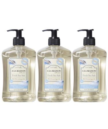 A La Maison Soap - French Liquid Hand Soap - Fresh Sea Salt 16.9 Fl Oz (Pack of 3)