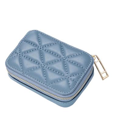 Lipstick Case with Mirror Travel Makeup Bag Mini Cosmetic Jewelry Box for Purse Lipstick Holder Bag for New Year Gift Blue