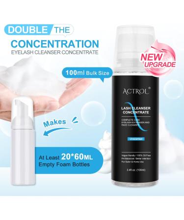 Eyelash Cleanser Concentrate Unscented 100ml Professional Lash Extensions Shampoo Natural Foaming Cleanser DIY Paraben & Sulfate Free Non-lrritating Wash for Extensions Lashes with Salon Home Care-Makes 60ml Bottles Eyelash Shampoo Unscented 1 count (Pack - Buy Online on SooperMarket.com