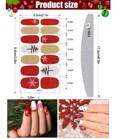 Kalolary 8 Leaves Nail Art with Nail File - Christmas Sticker Decals for Stunning Manicure | Self-Adhesive Fashion Decoration - Buy Online on SooperMarket.com