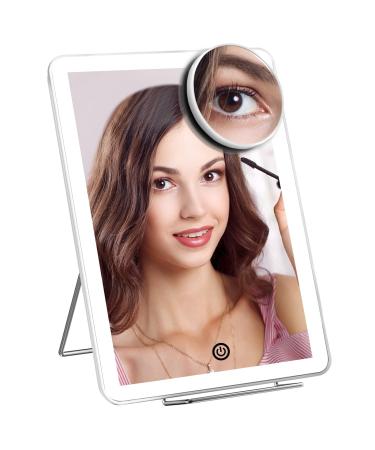 FASCINATE Lighted Makeup Mirror with 3 Colors Lighting and 10X Magnification Mirror  Makeup Vanity Mirror with 60 LED Lights and Phone Holder  Portable Desk Personal Beauty Light Up Mirror 3 Color Lights