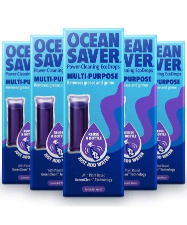 OceanSaver Multi-Purpose All Surface Cleaner Lavender Eco Drop Refill Eco Friendly All Purpose Cleaning Product for Cleaning Multiple Surfaces Lavender Scented Just Add Water 5 Pack 5 Count (Pack of 1) Multi-Purpose - Lavender