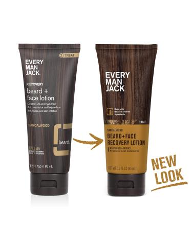 Every Man Jack Recovery Beard + Face Lotion with Warm Sandalwood Scent - 3.2 oz Twin Pack - Buy Online on SooperMarket.com