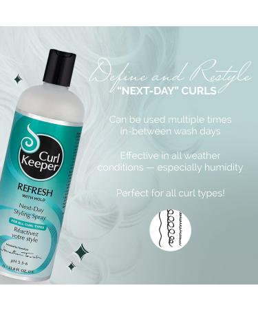 Curl Keeper Refresh Hair Styling Spray - Lightweight Water-Based Anti-Frizz Spray with Hold for Wavy & Curly Styles in Humidity & All Weather Conditions 33.8 Fl Oz 33.8 Fl Oz (Pack of 1) - Buy Online on SooperMarket.com