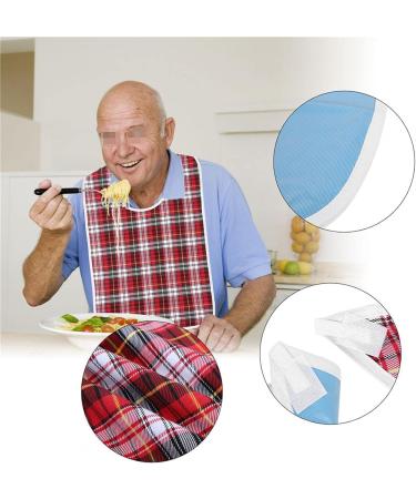 Adult Bib 3colors Adult Bib Washable Reusable Waterproof Dinning Aid Clothes Protector Clothing Protector with Optional Crumb Catcher and Vinyl Backing 17.7 * 29.5inch(Blue) - Buy Online on SooperMarket.com