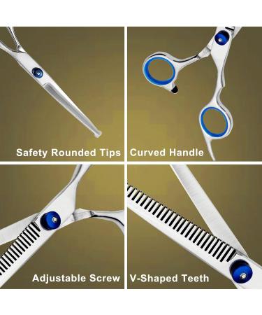 Jiasoval 4-in-1 Dog Grooming Kit with Safety Round Tip - Professional Scissors Set for Dogs & Cats - Includes Steel Comb and Leather Pouch - Buy Online on SooperMarket.com