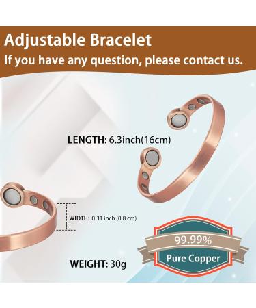 EnerCoppeX Copper Magnetic Bracelet for Women - Detox Jewelry with 3500 Gauss Magnet (CPB-0964Q) - Buy Online on SooperMarket.com