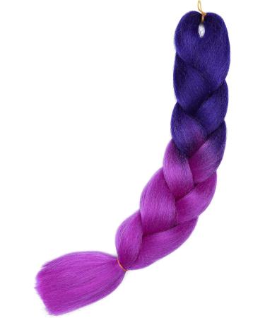 Ombre Braiding Hair 24inch Jumbo Braids High Temperature Fiber Synthetic Hair Extension 1pc 100g for Twist Braiding Hair Royalblue to Lilac - Buy Online on SooperMarket.com