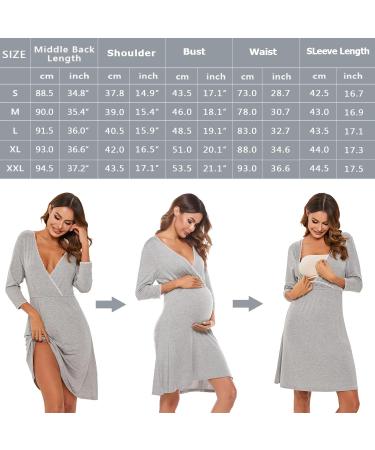 Sykooria Women's Cotton Nursing Nightdress with 3/4 Sleeves - Grey XL - Buy Online on SooperMarket.com