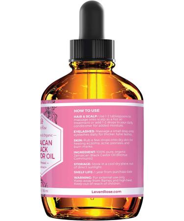 Leven Rose Jamaican Black Castor Oil Organic Cold Pressed Castor Oil for Face Hair and Nails 118 ml - Buy Online on SooperMarket.com