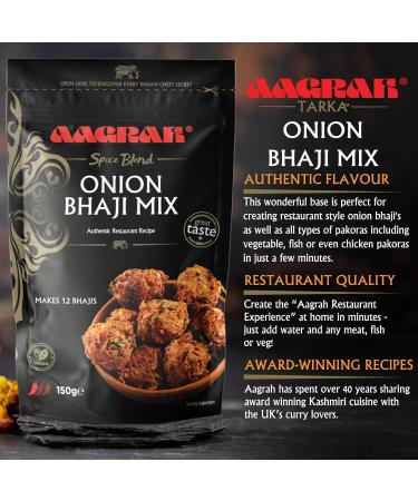 Aagrah Onion Bhaji Mix - 3 x 150g Packs - Authentic Indian Restaurant Recipe Batter Mix - Make Delicious Bhajis and Pakoras at Home in Minutes - Suitable for Vegans 150 g (Pack of 3) - Buy Online on SooperMarket.com