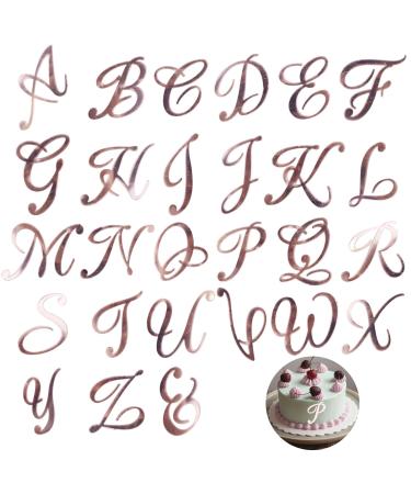 Letter Cake Toppers Acrylic Alphabet Cupcake Topper A-Z Cake Letters DIY Cake Decorations for Birthday Wedding Graduation Baby Shower Rose Gold