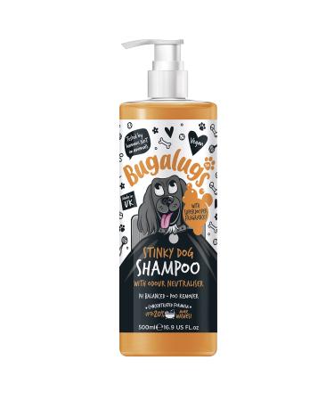BUGALUGS Stinky Dog Shampoo with odour neutraliser fox poo shampoo for dogs with dog perfume vegan dog grooming dog shampoo for sensitive skin amazing puppy pet shampoo & conditioner (1x500ml)