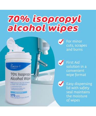 Pharma-C 70% Isopropyl Alcohol Wipes 175ct - Antiseptic Wound Cleaner - MADE IN USA - Buy Online on SooperMarket.com