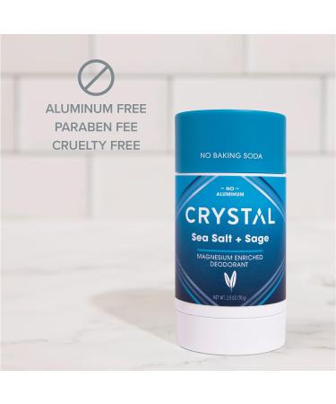 Crystal Magnesium Solid Stick Deodorant for Men & Women, Aluminum-Free & Non-Irritating, Odor-Fighting Sea Salt + Sage, 2.5 oz (Pack of 2) - Buy Online on SooperMarket.com