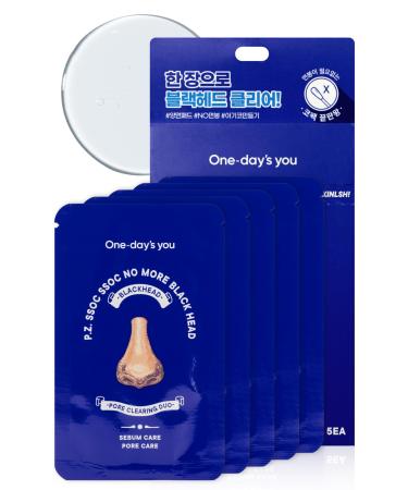 One-day's you P.Z SSOC SSOC No More Blackhead Nose Strips Sebum & Pore Care | Hypoallergenic Korean Nose Mask Blackhead Remover Clogged Pore Tightening Skin Care w/Centella Asiatica (0.07 oz 5 EA)