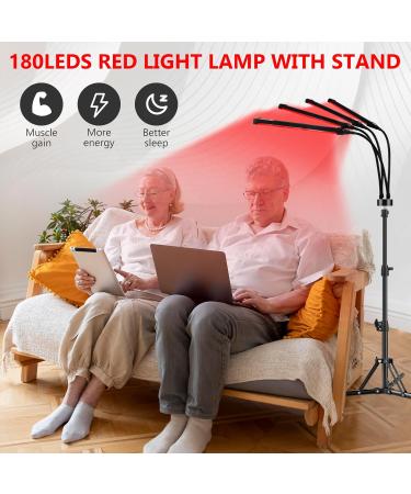 Red Light Lamp 180LEDs Red Light Lamp with Stand 660nm Red Light & 850nm Near Infrared Light with Timer for Body at Home - Buy Online on SooperMarket.com