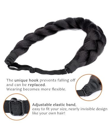DIGUAN Afro Thick Yaki Straight Wide 2 Strands Synthetic Braided Headband for Black Women - Kinky Straight Natural Black Hairpiece - Buy Online on SooperMarket.com