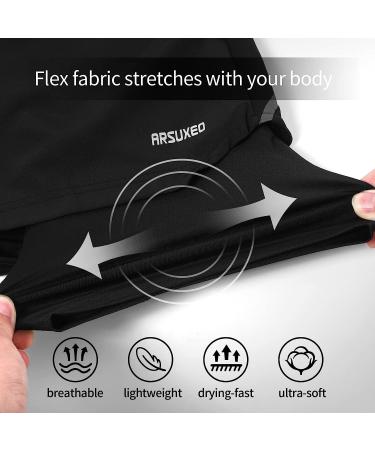 ARSUXEO Men's 2 in 1 Active Running Shorts with 2 Zipper Pockets B191 Black Medium - Buy Online on SooperMarket.com