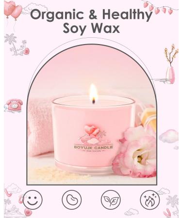 Fragrance Candles Gift Set for Women & Men - 3 Anxiety Relief Glass Candles | Christmas Gifts - Pink Season Collection 450g - Buy Online on SooperMarket.com