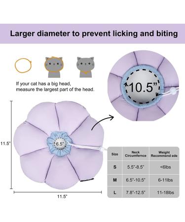 HiDREAM Cat Cone Collar | Cute & Waterproof Elizabethan E-Collar for Cats | Anti-Bite & Lick Wound Healing Collar | Safety Cat Recovery Collar | Medium - Purple - Buy Online on SooperMarket.com