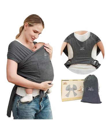 Baby Wraps Carrier | Breathable Hands-Free Sling for Newborn to Toddler | Adjustable Dark Grey Baby Carrier - Buy Online on SooperMarket.com