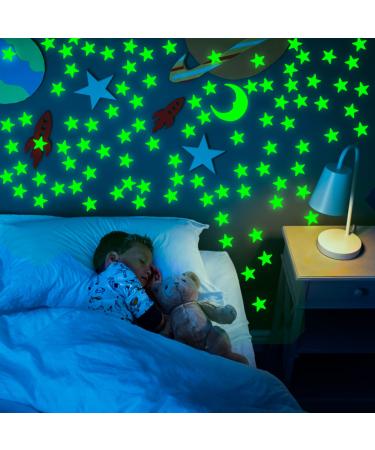 101 Pcs Glow in The Dark Stars for Ceiling Glow in The Dark Stars and Moon Wall Stickers Ceiling Stars Glow in The Dark Wall Decals Perfect for Nursery Bedroom Living Room Ceiling Decorations