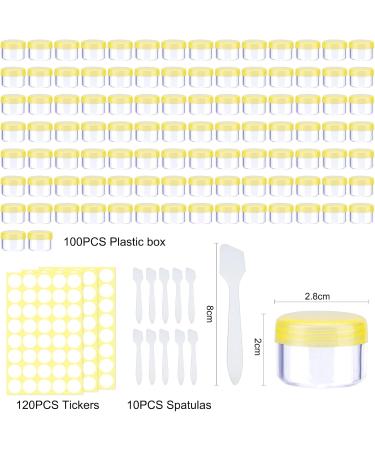 100 Pieces Mini Clear Cosmetic Bottles - 5ml Empty Jars for Lip Balm Lotion & Cream | Transparent Screw Cap Containers - Yellow Set - Buy Online on SooperMarket.com