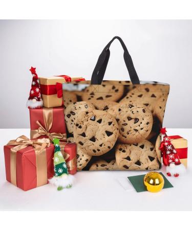 DEHIWI Cookies Food Chocolate Chip Biscuits Tote Bag For Women Waterproof Casual Shoulder Bag With Zipper Grocery Handbags For Office Shopping Travel Black One Size - Buy Online on SooperMarket.com