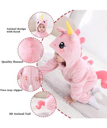 Doladola Unisex Baby Unicorn Romper | Flannel One Piece Pyjamas 6-12 Months - Buy Online on SooperMarket.com