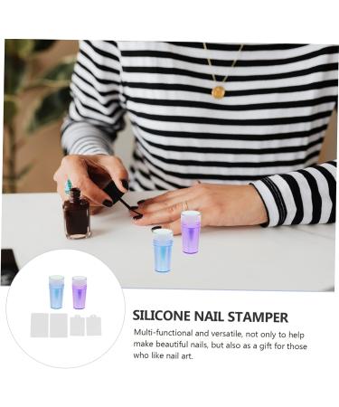 IMIKEYA 2 Sets Nail Stamp Girls Suit Nail Art Stencils Pro Tools Silicone Manicure Art Stamper Gel for Nails Manicure Kit Jelly Stamper Clear Fully Transparent Silica Gel Aurora 6.5X3X3CM Purple Blue - Buy Online on SooperMarket.com