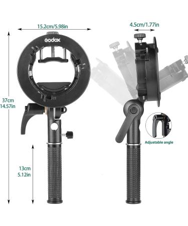 GODOX S2 Speedlite Bracket Bowens Mount Holder with Cold Shoe Flash Mount for Godox V1, AD200Pro, AD200, AD400Pro, V860II, TT350, TT685, TT600 Series Flash - Buy Online on SooperMarket.com