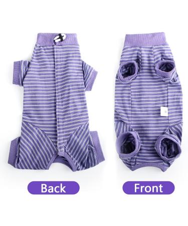 HEYWEAN Cat Recovery Suit - M Purple Stripes | Post-Surgery Bodysuit for Cats | Cone Collar Alternative & Surgical Shirt - Buy Online on SooperMarket.com