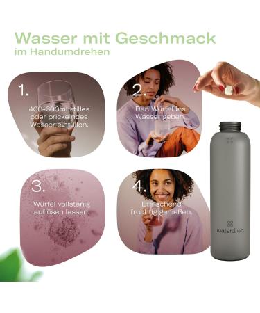Waterdrop Starter Set Glass - 600ml Black Frosted Bottle + 18 Sugar-Free Microtrinks in 6 Fruity Varieties | Tasting Package for Refreshing Beverages - Buy Online on SooperMarket.com