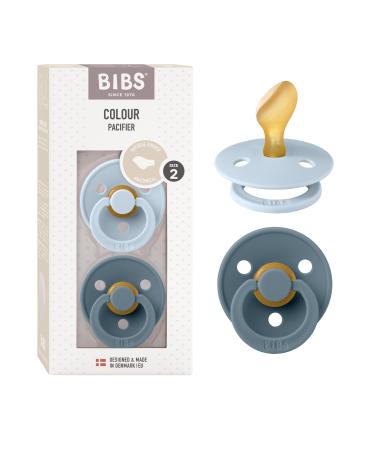 BIBS COLOUR Schnuller 2-pack BPA-free pacifier jaw-friendly shape.Natural rubber/latex made in Denmark.6-18 months (2-pack) Baby Blue / Petrol 6-18 months (2-pack) Baby Blue / Petrol