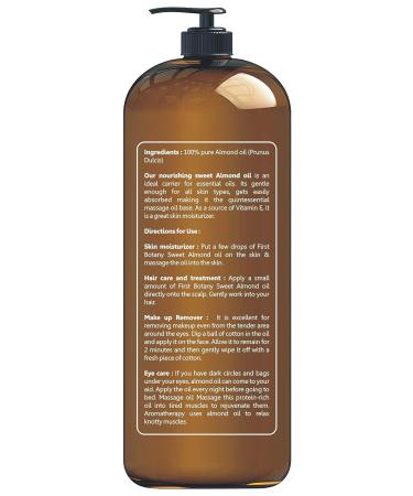 Triple AAA+ Grade Cold Pressed Sweet Almond Oil - 100% Pure & Natural - For Hair, Skin, Face - 16 fl oz with Pump Dispenser - Buy Online on SooperMarket.com
