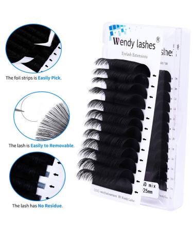 Eyelash Extensions D Curl 20-25mm | Silk Individual Lashes 0.20mm | Classic Extensions for Salon Use by WENDY LASHES - Buy Online on SooperMarket.com