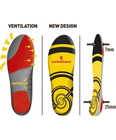 Sorbothane Double-Stitched Insoles - Yellow EU 44-45 (UK 10) | Premium Comfort for All-Day Support - International Shipping Available - Buy Online on SooperMarket.com