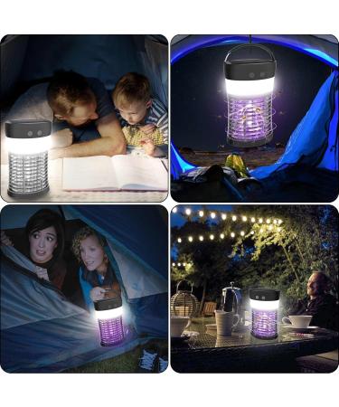Mosquito Killer lamp Portable Bug Zapper Light Bulbs & Waterproof Camping Lantern 1800mAh Battery USB and Solar Rechargable LED Insect & Fly Killer for Outdoor Home Bedroom Backyard Patio Black - Buy Online on SooperMarket.com