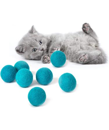 MEOWFIA Wool Ball Toys - 6-Pack Safe for Cats and Small Dogs - Felted Wool Cat Toy, Aquamarine - 1.5 & 2 - Buy Online on SooperMarket.com