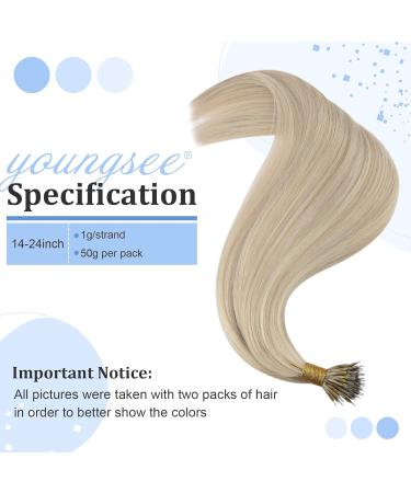 Youngsee Nano Ring Extensions | Real Hair Ash Blonde 35cm | Remy Hair 50g #18/613 | Quality Nano Hair Extensions - Buy Online on SooperMarket.com