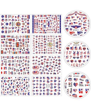 minkissy American Flag Nail Art Stickers - 8 Sheets 4th of July Independence Day Nail Art Decals National Day Manicure Decals for Memorial Day Women Girls - Buy Online on SooperMarket.com