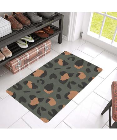 Leopard Front Door Mat Indoor Door Mat Water Absorbent Dirt Resistant Welcome Mat Inside Floor Mat Non Slip Doormat Entryway Mat Entrance Rug Easy Clean Washable Indoor Rug 31"x18"