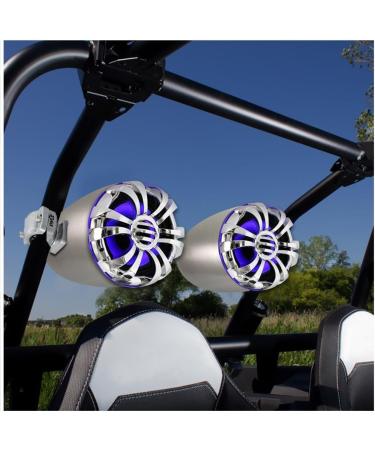 Pyle PLMRWB50L Marine Speakers - 5.25 Inch Waterproof Wakeboard Tower Stereo System with LED Lights, Silver (1 Pair) - Buy Online on SooperMarket.com