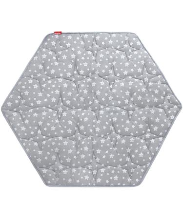 Hexagon Playpen Mat, Baby Playmat Fits Regalo Portable Play Yard 48 Inch and Graco Pack 'n Play LiteTraveler Playard, 6 Panel Playpen Mattress Non Slip Kids Tent Mat Hexagon Pad Mat Grey with Star for Regalo Play Yard 6 Panel